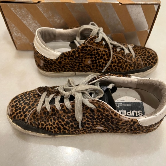 Golden Goose Superstar Glittered Leopard Sneakers Size 37 - Picture 4 of 7